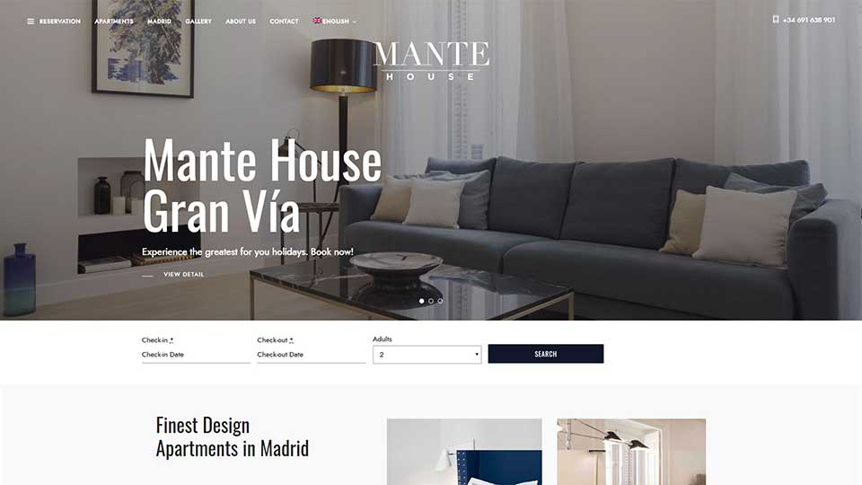 página web alquiler de pisos turísticos mante house en madrid