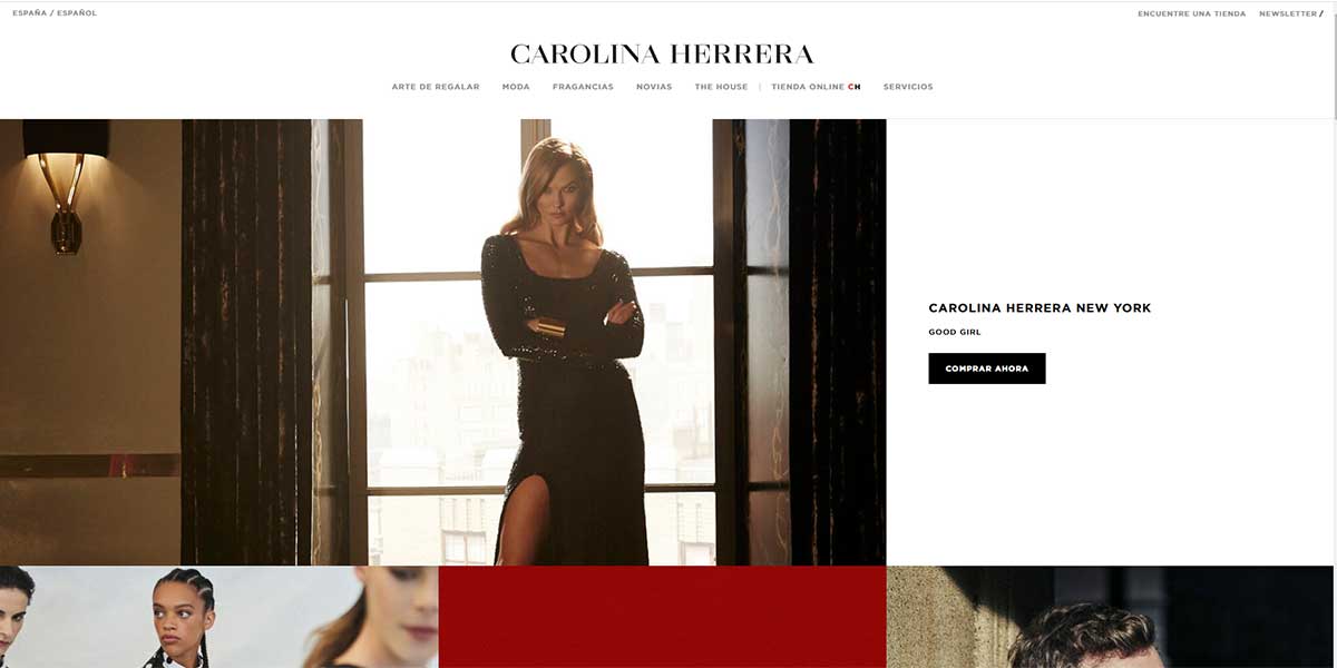 Carolina Herrera, espacio en blanco que rodea el botón de acción 